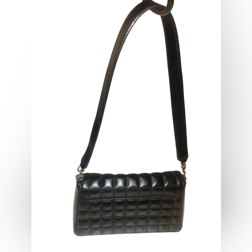 Elegant Black Quilted Shoulder Bag Liz Claiborne Small Handbag Euc